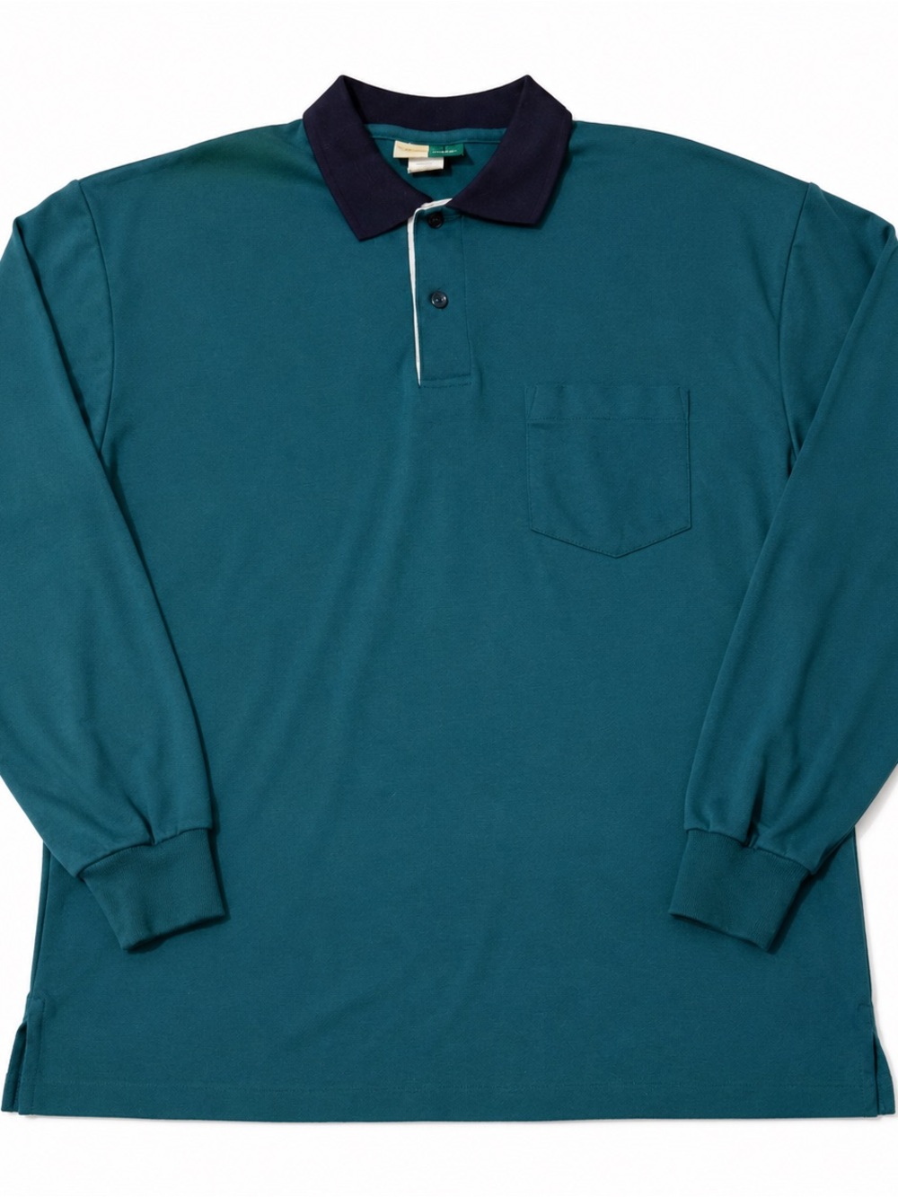 Wear Guard Long Sleeve Polo Shirt XL Teal Navy Workwear Utility Pocket